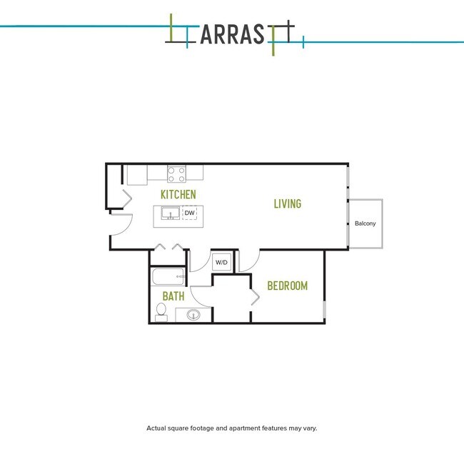 One Bed One Bath E 2 1-913 floor plan